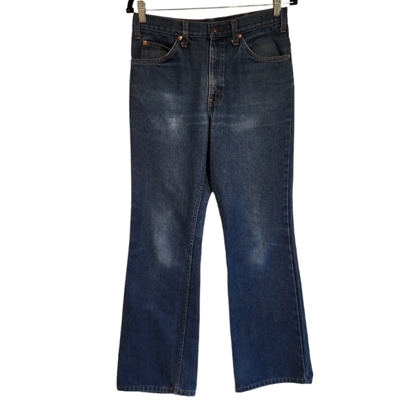 Vintage Plain Pockets Boot Cut Denim Jeans Distressed 100% Cotton Rigid Denim 29 - Picture 1 of 10